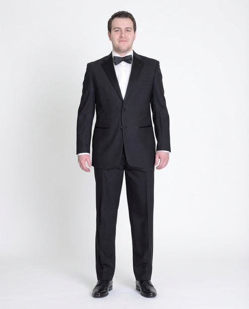 Silvio Breciani Mens Black Tonal Striped Two Button Wool Tuxedo Tux Suit - The Suit Depot