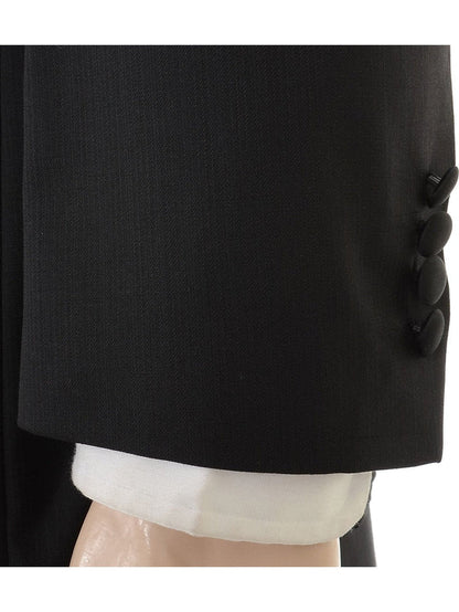 Silvio Breciani Mens Black Tonal Striped Two Button Wool Tuxedo Tux Suit - The Suit Depot