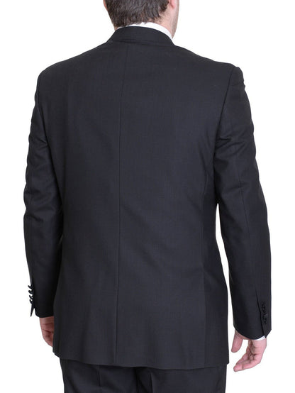 Silvio Breciani Mens Black Tonal Striped Two Button Wool Tuxedo Tux Suit - The Suit Depot