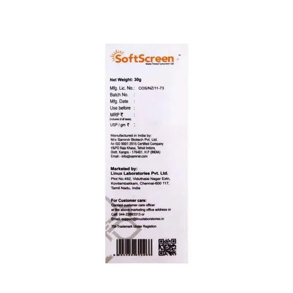 Softscreen+ Matte Tinted Sunscreen Gel SPF 50+ PA+++