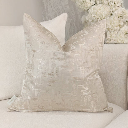 Sorrel Cream & Gold Metallic Abstract Patterned Feather Filled Cushion - 50x50cm Textiles