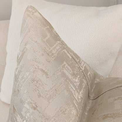 Sorrel Cream & Gold Metallic Abstract Patterned Feather Filled Cushion - 50x50cm Textiles