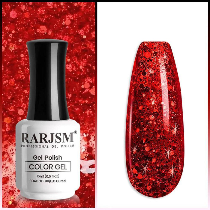Sparkly Black & Red Gel Nail Polish | 15ml