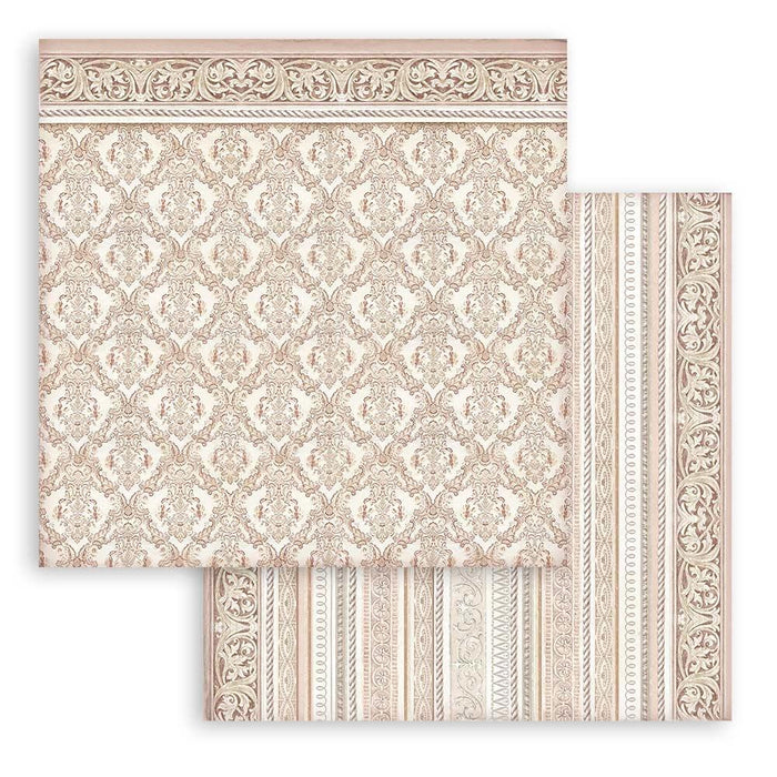 Stamperia - Backgrounds Double-Sided Paper Pad 8"X8" - 10/Pkg - You And Me - 10 Designs/1 Each. Available at Embellish Away located in Bowmanville Ontario Canada.