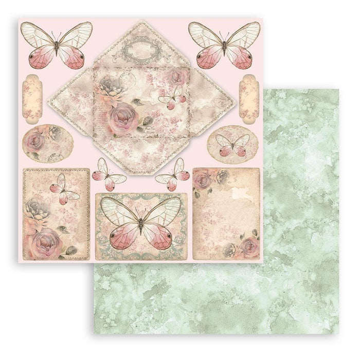 Stamperia - Double-Sided paper Pad 12"X12" - 10/Pkg - Shabby Rose. Available in a variety of designs, each sold separately. Contains ten sheets of 12x12 inch sheets of double sided paper, each with a different design. Acid free. Available at Embellish Away located in Bowmanville Ontario Canada.
