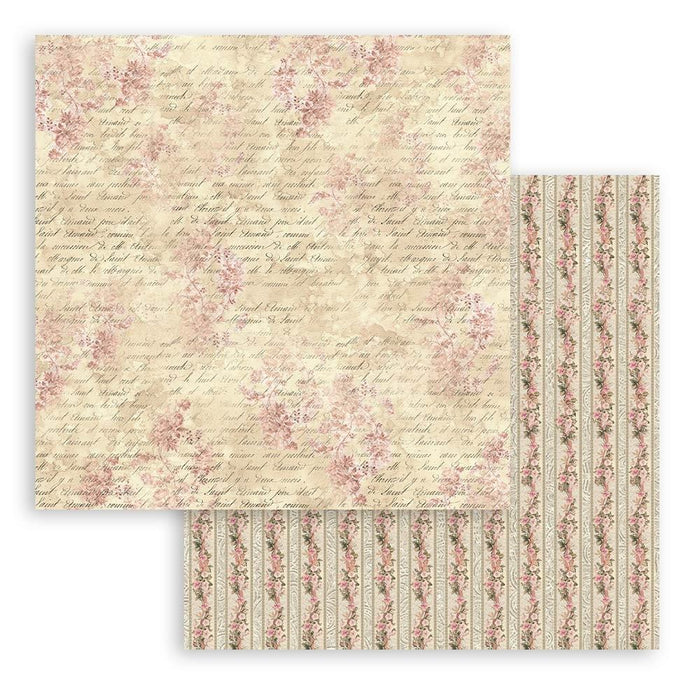 Stamperia - Double-Sided paper Pad 12"X12" - 10/Pkg - Shabby Rose. Available in a variety of designs, each sold separately. Contains ten sheets of 12x12 inch sheets of double sided paper, each with a different design. Acid free. Available at Embellish Away located in Bowmanville Ontario Canada.
