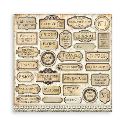 Stamperia - Double-Sided Paper Pad 8"X8" - 10/Pkg - Sir Vagabond Aviator - 10 Designs/1 Each. Available at Embellish Away located in Bowmanville Ontario Canada.