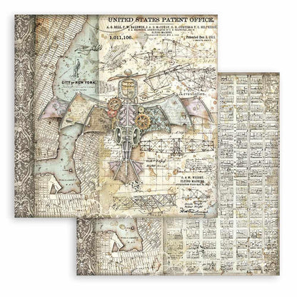 Stamperia - Double-Sided Paper Pad 8"X8" - 10/Pkg - Sir Vagabond Aviator - 10 Designs/1 Each. Available at Embellish Away located in Bowmanville Ontario Canada.