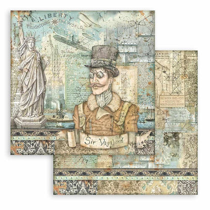 Stamperia - Double-Sided Paper Pad 8"X8" - 10/Pkg - Sir Vagabond Aviator - 10 Designs/1 Each. Available at Embellish Away located in Bowmanville Ontario Canada.