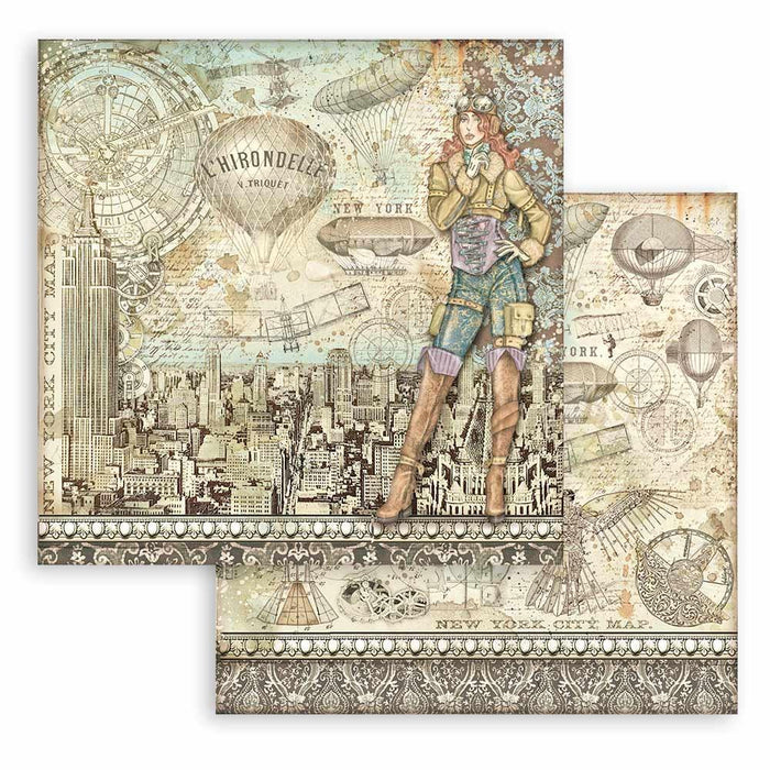 Stamperia - Double-Sided Paper Pad 8"X8" - 10/Pkg - Sir Vagabond Aviator - 10 Designs/1 Each. Available at Embellish Away located in Bowmanville Ontario Canada.