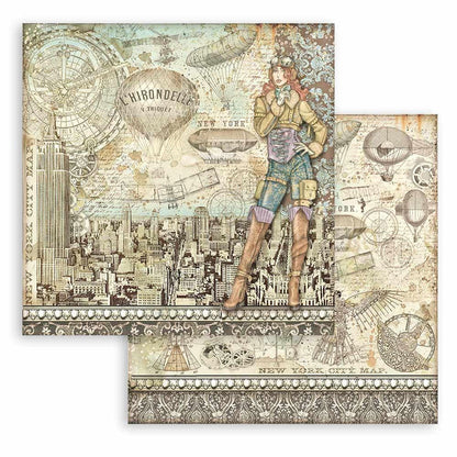Stamperia - Double-Sided Paper Pad 8"X8" - 10/Pkg - Sir Vagabond Aviator - 10 Designs/1 Each. Available at Embellish Away located in Bowmanville Ontario Canada.