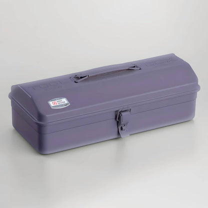 Purple steel toolbox with top handle and camber lid, front metal latch