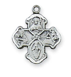 Sterling 4 Way Baby Medal On Chain-13"
