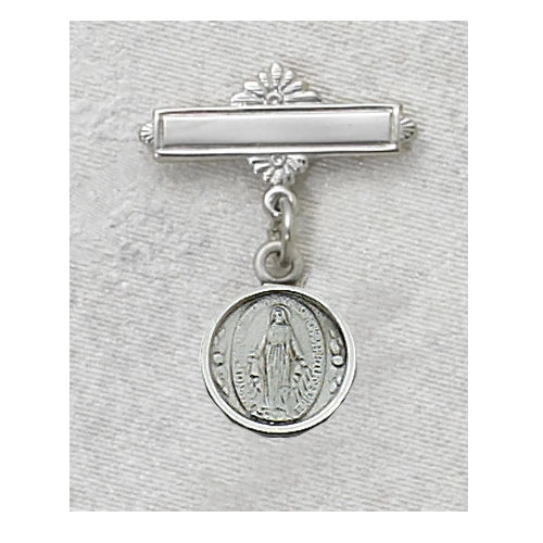Sterling Miraculous Baby Bar Pin