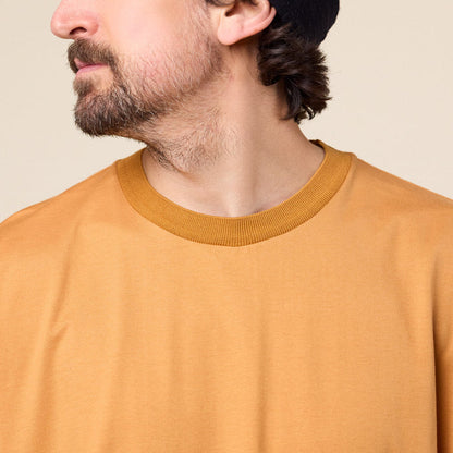 Still by Hand - Cotton Crew Neck T-Shirt - Dusty Orange