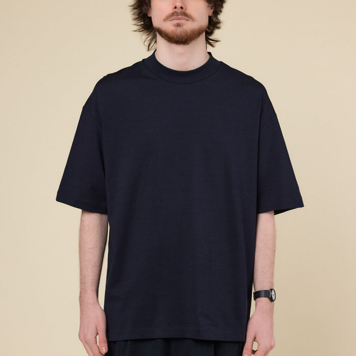 Still by Hand - Crew Neck T-Shirt - Black Navy