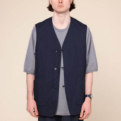 Still by Hand - Loop Button Vest - Ink Black