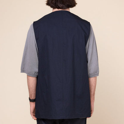 Still by Hand - Loop Button Vest - Ink Black
