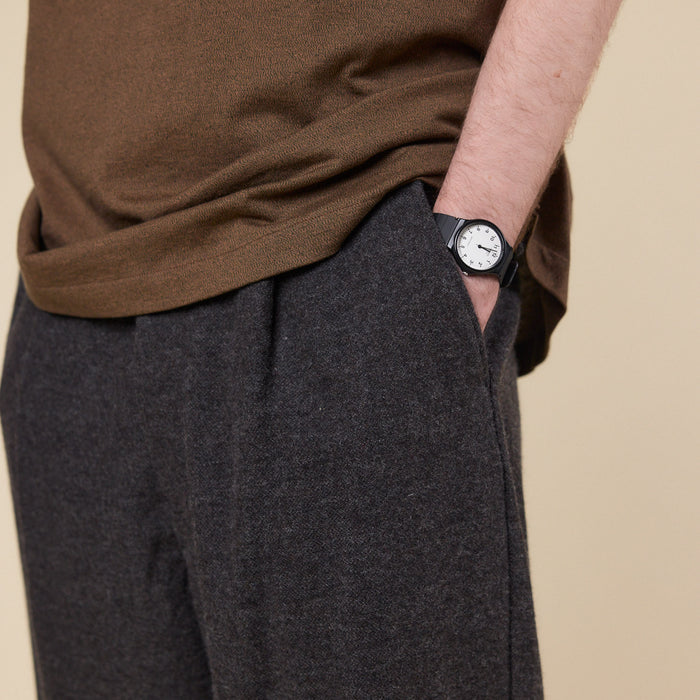 Still by Hand - Wide Wool Pants - Brown Charcoal