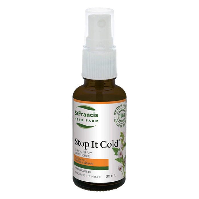 Spray Bottle of St. Francis Herb Farm Stop It Cold Throat Spray 30ml