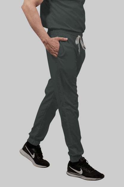 Stretchable (2Way) Women Bottle Green V-Neck With Jogger Scrub Set