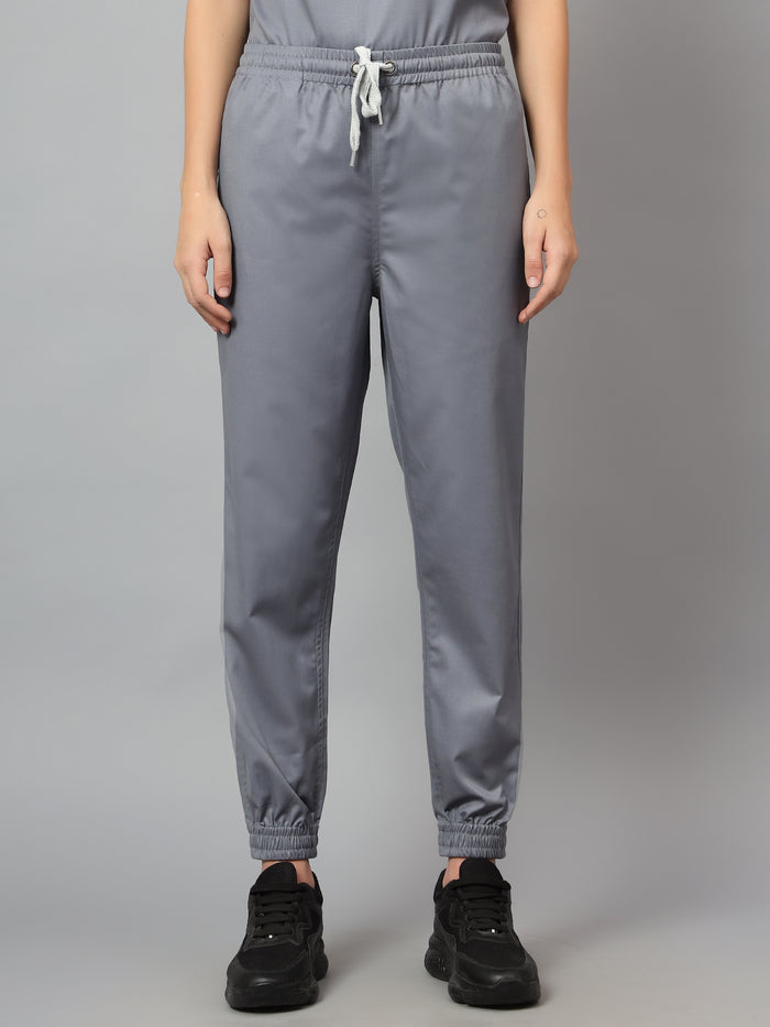 Stretchable (2Way) Women Graphite V-Neck With Jogger Scrub Set