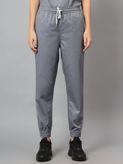 Stretchable (2Way) Women Graphite V-Neck With Jogger Scrub Set