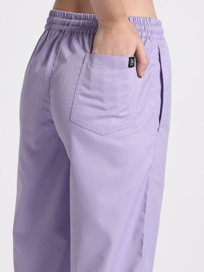Stretchable (2Way) Women Lavender V-Neck With Jogger Scrub Set