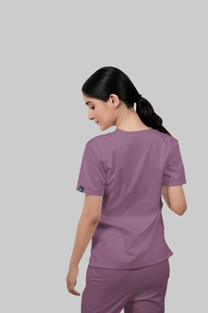 Stretchable (2Way) Women Lilac V-Neck With Jogger Scrub Set