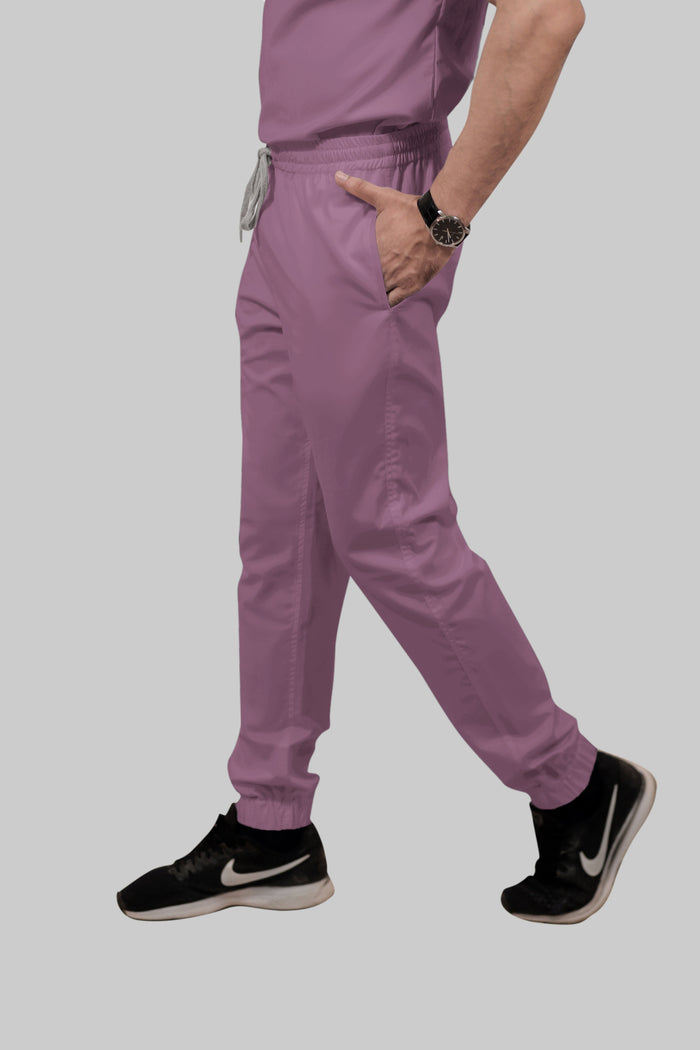 Stretchable (2Way) Women Lilac V-Neck With Jogger Scrub Set
