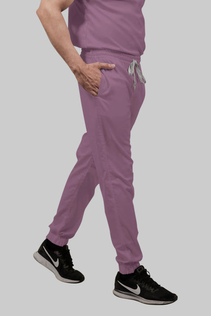 Stretchable (2Way) Women Lilac V-Neck With Jogger Scrub Set