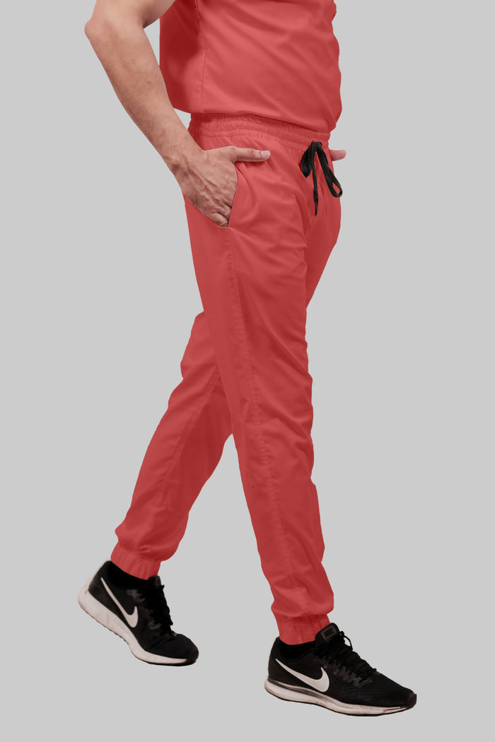 Stretchable (2Way) Women Peach V-Neck With Jogger Set