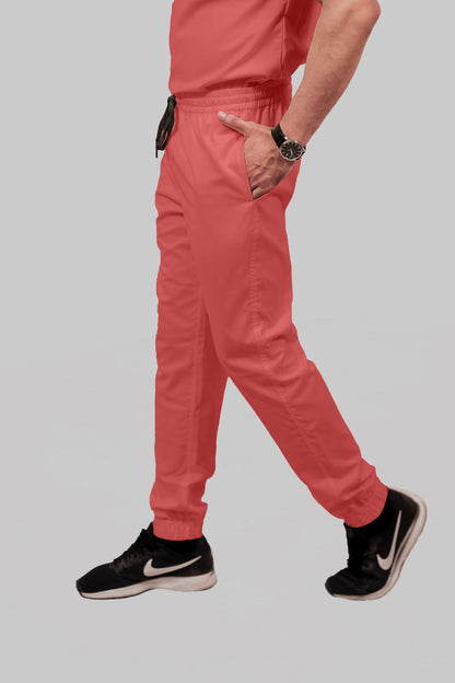 Stretchable (2Way) Women Peach V-Neck With Jogger Set