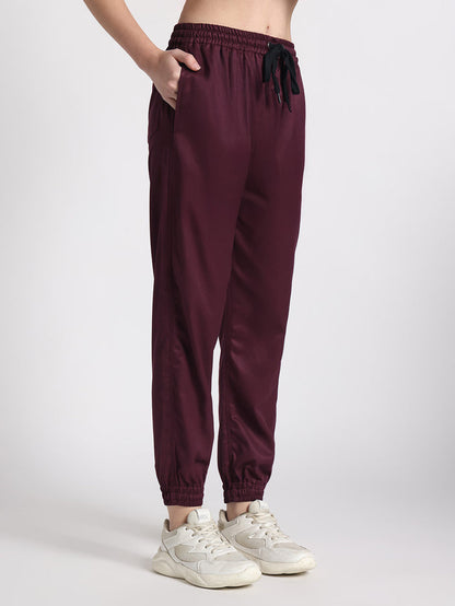 Stretchable (2Way) Women Wine V-Neck With Jogger Scrub Set