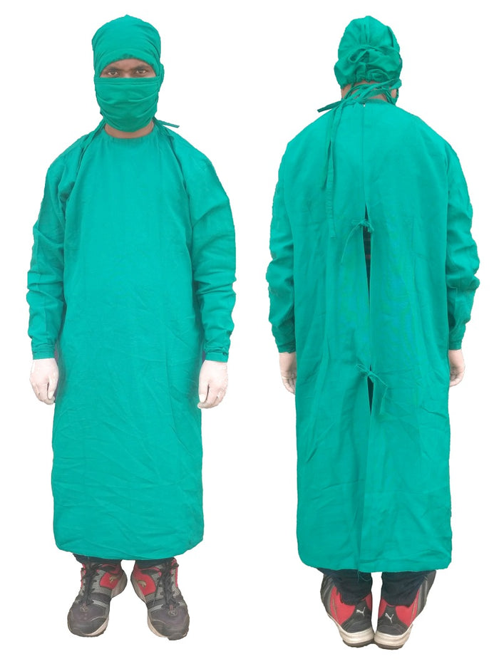 SURGEON GOWN 100% COTTON WITH FACE MASK AND SURGEON CAP