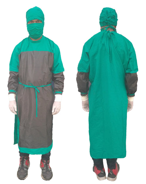 SURGEON GOWN 100% COTTON WITH PVC COVERING WITH FACE MASK AND SURGEON CAP