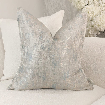 Tamzin Gold & Duck Egg Metallic Feather Filled Cushion - 50x50cm Textiles