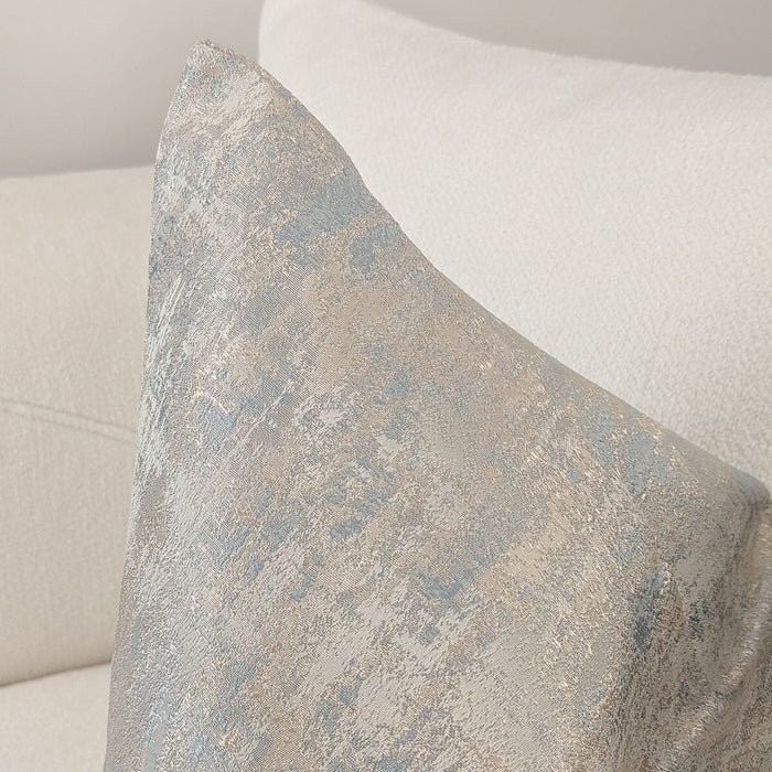 Tamzin Gold & Duck Egg Metallic Feather Filled Cushion - 50x50cm Textiles