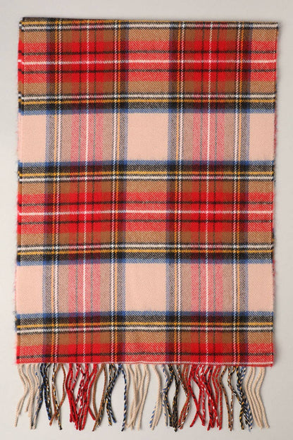 Fashion City tartan plaid muffler scarf with red, black, and white checks, cozy and stylish for cold weather.