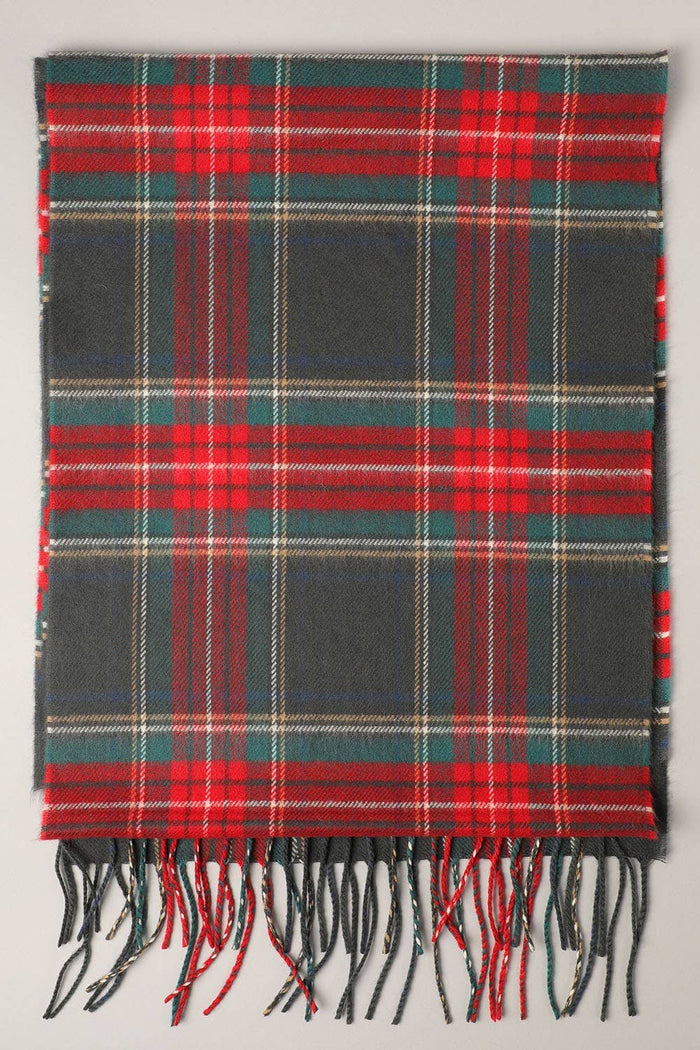 Fashion City tartan plaid muffler scarf with cozy, warm fabric in red and black checkered pattern, perfect for winter styling.