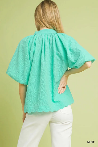Textured Scalloped Top - Mint