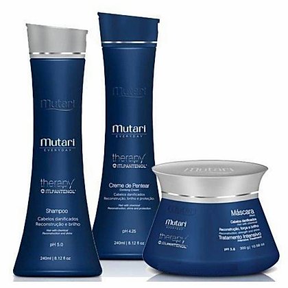 Therapy Pantenol Set Mutari - 3 Steps - Shampoo 240ml / 8.12fl oz + Mask 300g /10.58oz  + Leavin 240ml / 8.12fl oz - Reconstruction and Hydration Line - For dry or chemical hair.