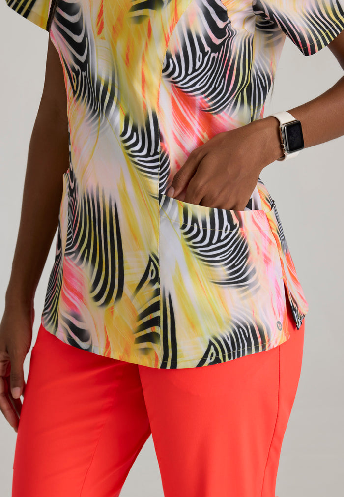 Thrive Print Top - Zebra Brilliance - Grey's Anatomy Scrubs