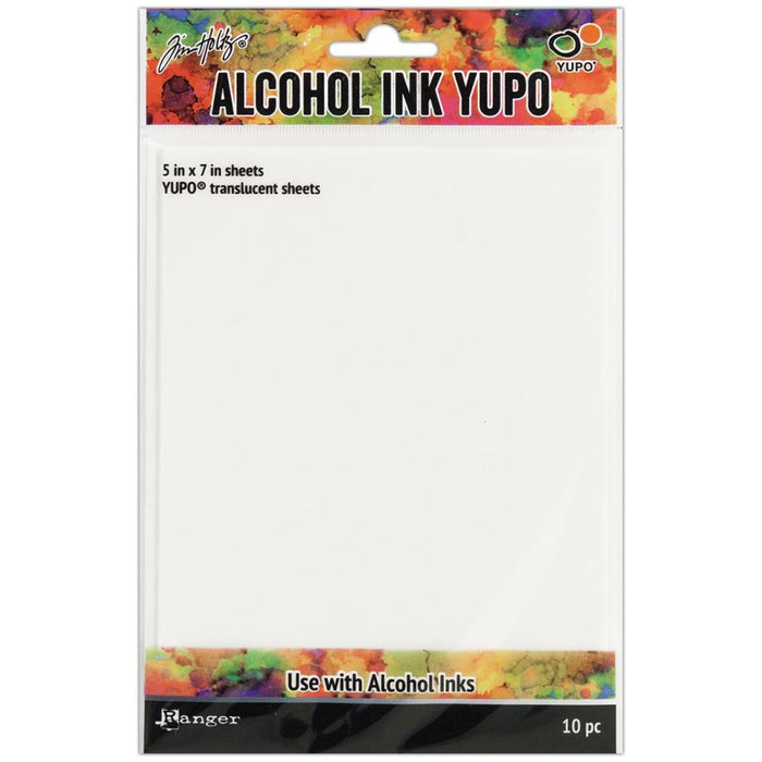 Tim Holtz - Alcohol Ink Translucent Yupo Paper - 10 Sheets 5"X7". A versatile surface especially suited for alcohol ink and mixed media techniques. This paper resists buckling and dries quickly. Available at Embellish Away located in Bowmanville Ontario Canada.