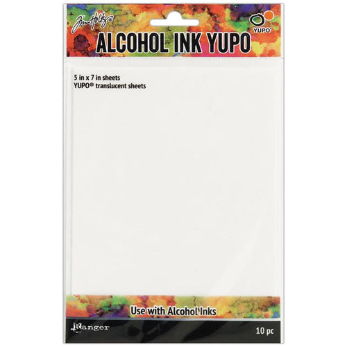 Tim Holtz - Alcohol Ink Translucent Yupo Paper - 10 Sheets 5"X7". A versatile surface especially suited for alcohol ink and mixed media techniques. This paper resists buckling and dries quickly. Available at Embellish Away located in Bowmanville Ontario Canada.