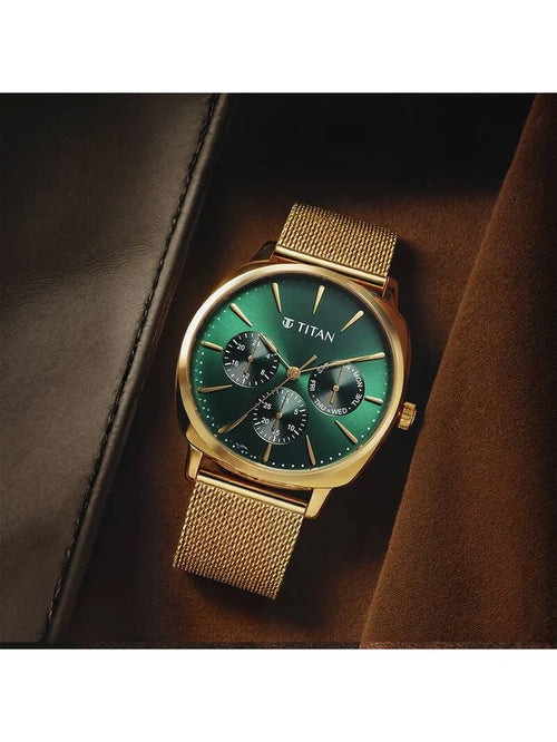 Titan Classique Round Green Dial Analog Watch - NU90189YM01