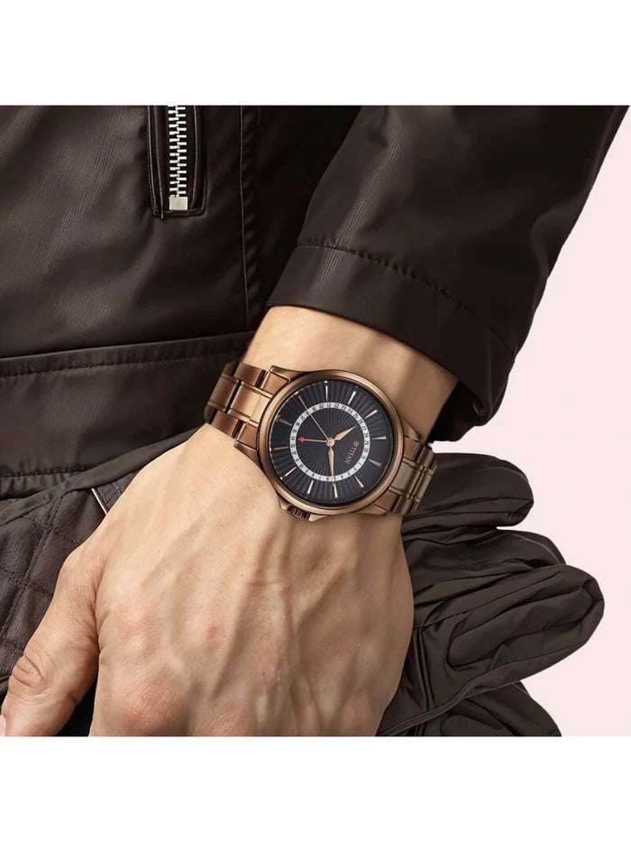 Titan Karishma Round Black Dial Analog Watch - NU10038QM01