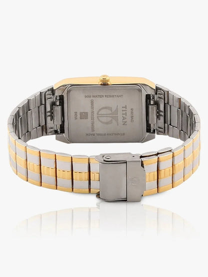 Titan Rectangle Silver Dial Analog Watch With Date Display & Metal Strap  - NT9151BM01