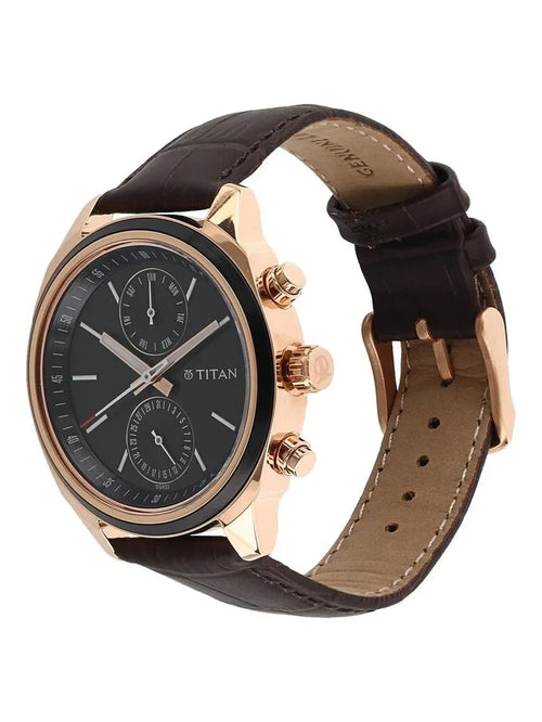 Titan Round Black Dial Analog Watch - NU1733KL03