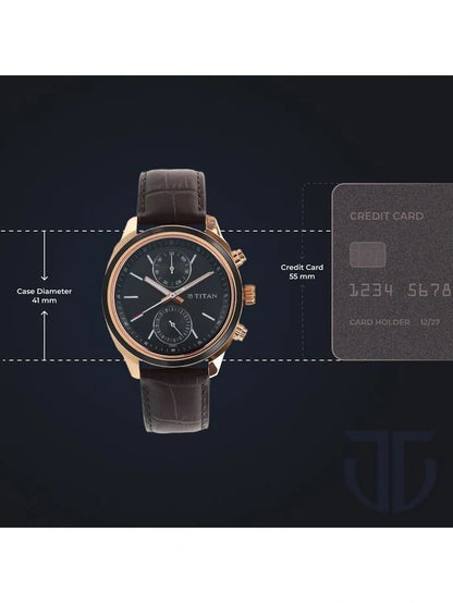 Titan Round Black Dial Analog Watch - NU1733KL03